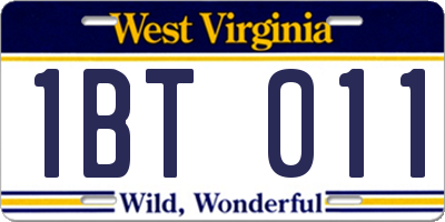 WV license plate 1BT011