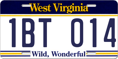 WV license plate 1BT014