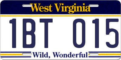 WV license plate 1BT015