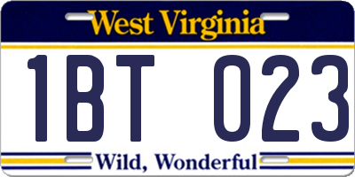 WV license plate 1BT023