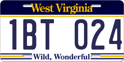 WV license plate 1BT024