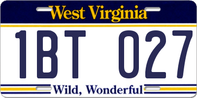 WV license plate 1BT027