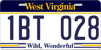 WV license plate 1BT028