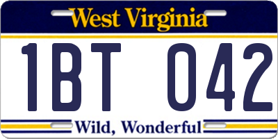 WV license plate 1BT042