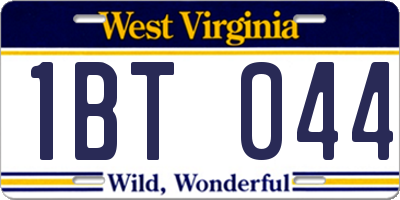 WV license plate 1BT044
