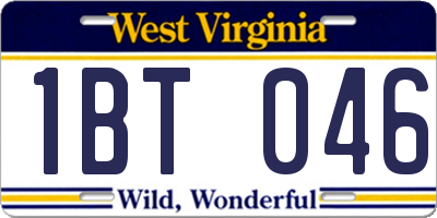 WV license plate 1BT046