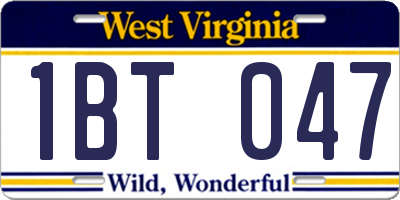 WV license plate 1BT047