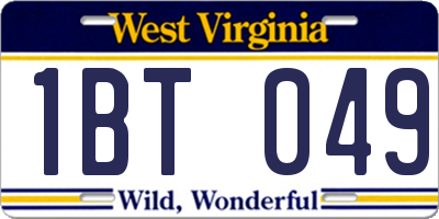 WV license plate 1BT049