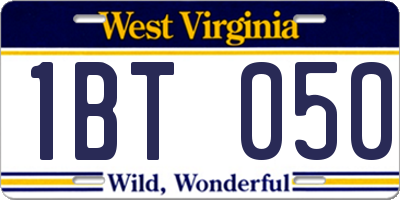 WV license plate 1BT050