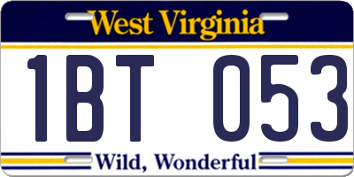 WV license plate 1BT053
