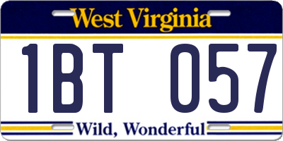 WV license plate 1BT057