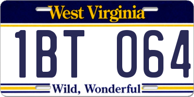 WV license plate 1BT064