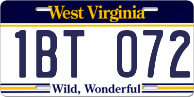 WV license plate 1BT072