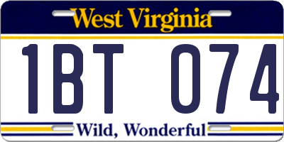 WV license plate 1BT074