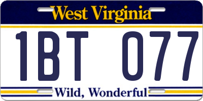WV license plate 1BT077