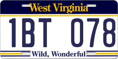 WV license plate 1BT078