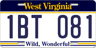 WV license plate 1BT081