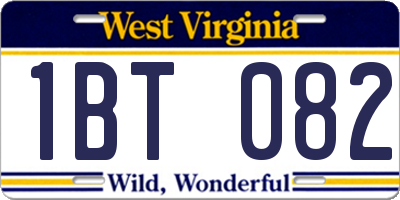 WV license plate 1BT082