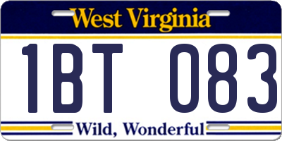 WV license plate 1BT083