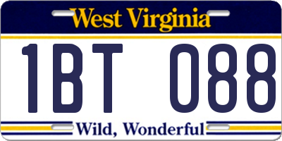 WV license plate 1BT088