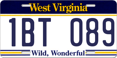 WV license plate 1BT089