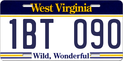 WV license plate 1BT090