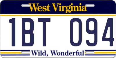 WV license plate 1BT094