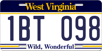 WV license plate 1BT098