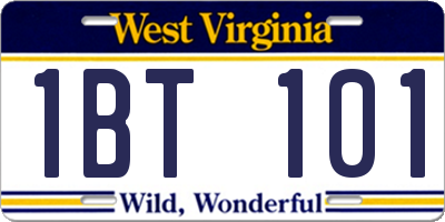 WV license plate 1BT101