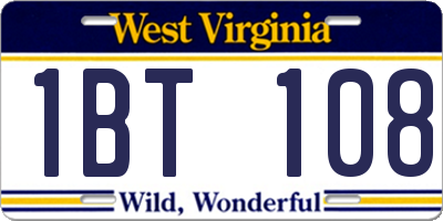 WV license plate 1BT108