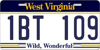 WV license plate 1BT109