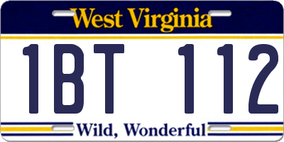 WV license plate 1BT112