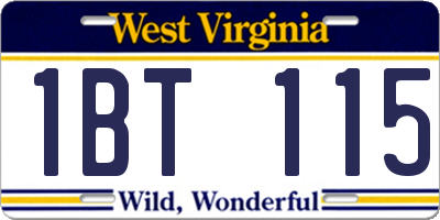 WV license plate 1BT115