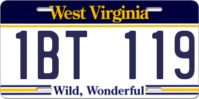 WV license plate 1BT119