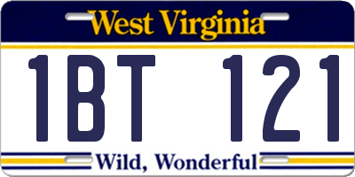 WV license plate 1BT121