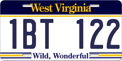 WV license plate 1BT122