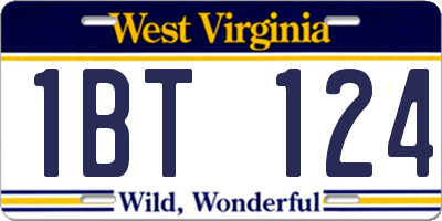 WV license plate 1BT124