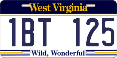 WV license plate 1BT125