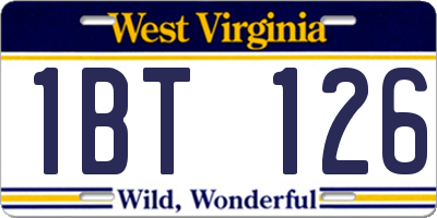 WV license plate 1BT126