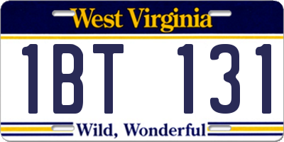 WV license plate 1BT131