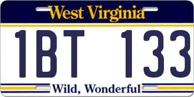 WV license plate 1BT133