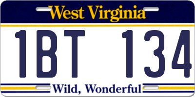WV license plate 1BT134