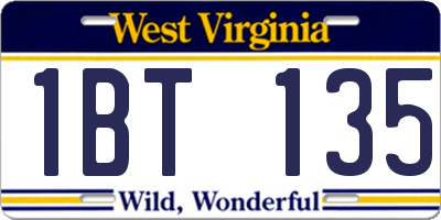 WV license plate 1BT135
