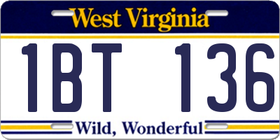 WV license plate 1BT136