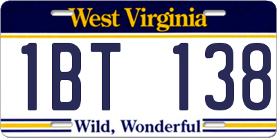 WV license plate 1BT138