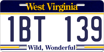 WV license plate 1BT139