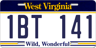 WV license plate 1BT141