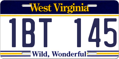 WV license plate 1BT145