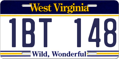 WV license plate 1BT148