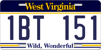WV license plate 1BT151